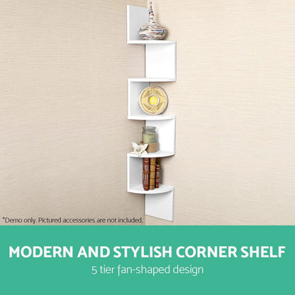 Artiss Furniture > Living Room > Side Tables Artiss Wall Shelf Corner Floating 5-Tier White