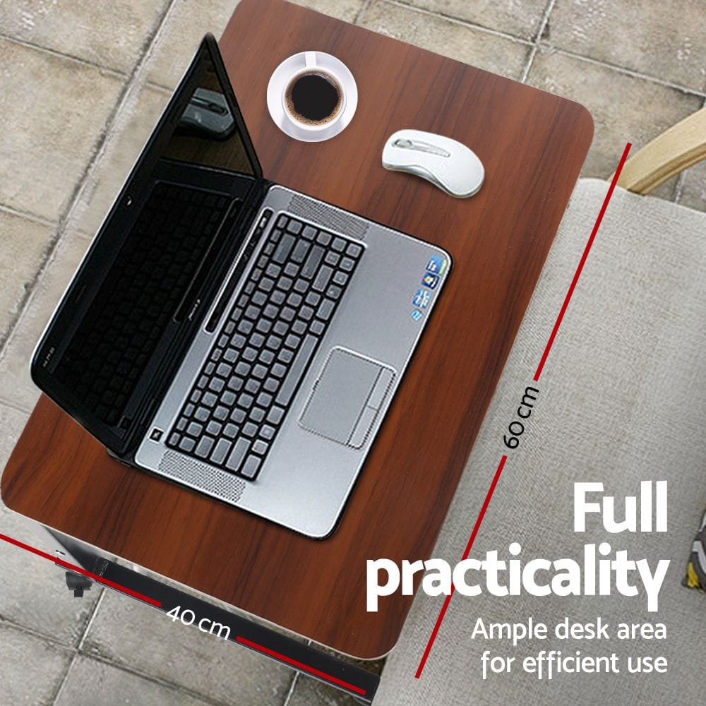 Artiss Furniture > Office > Desks Artiss Laptop Desk Table Adjustable 60CM Dark Wood