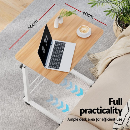 Artiss Furniture > Office > Desks Artiss Laptop Desk Table Adjustable 60CM Light Wood