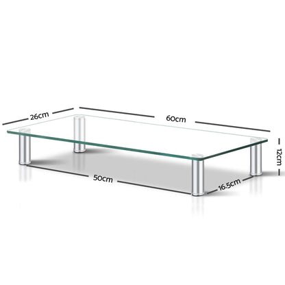 Artiss Furniture > Office > Desks Artiss Monitor Stand Riser with Height Adjustable Computer Laptop Printer Screen Glass Display Shelf