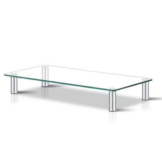 Artiss Furniture > Office > Desks Artiss Monitor Stand Riser with Height Adjustable Computer Laptop Printer Screen Glass Display Shelf