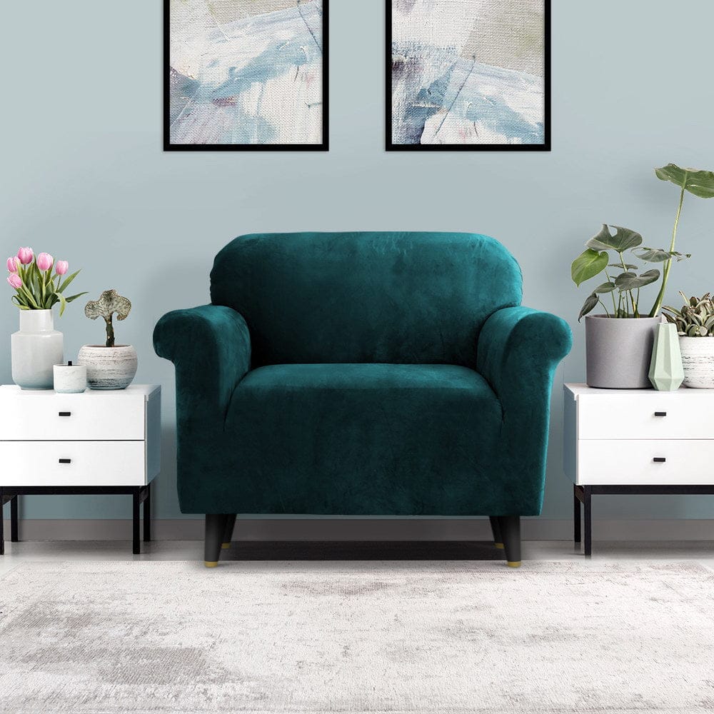 Artiss Furniture > Sofas > Sofa Accessories Artiss Sofa Cover Couch Covers 1 Seater Velvet Agate Green