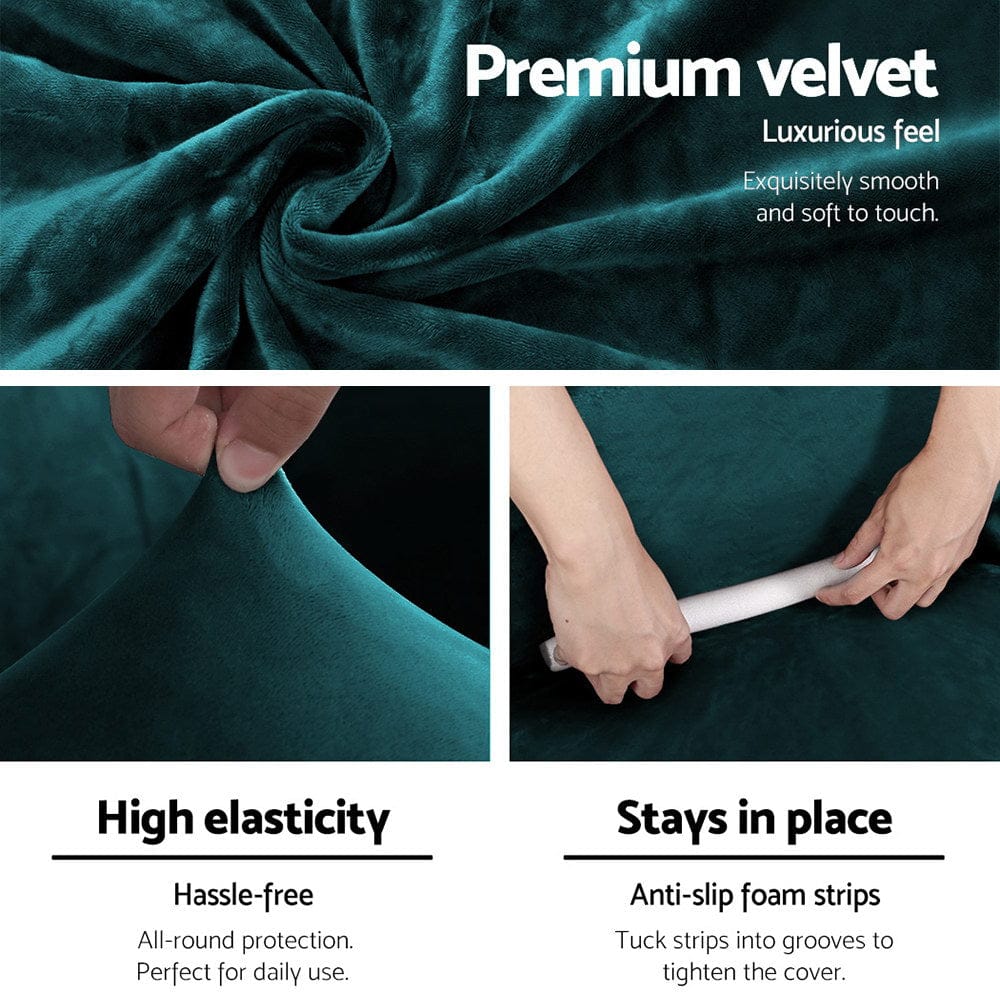 Artiss Furniture > Sofas > Sofa Accessories Artiss Sofa Cover Couch Covers 1 Seater Velvet Agate Green