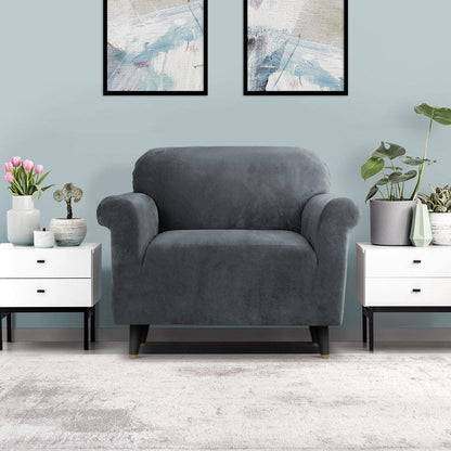 Artiss Furniture > Sofas > Sofa Accessories Artiss Sofa Cover Couch Covers 1 Seater Velvet Grey