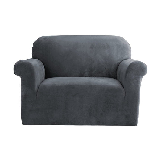 Artiss Furniture > Sofas > Sofa Accessories Artiss Sofa Cover Couch Covers 1 Seater Velvet Grey