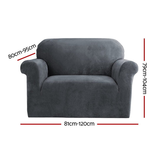 Artiss Furniture > Sofas > Sofa Accessories Artiss Sofa Cover Couch Covers 1 Seater Velvet Grey