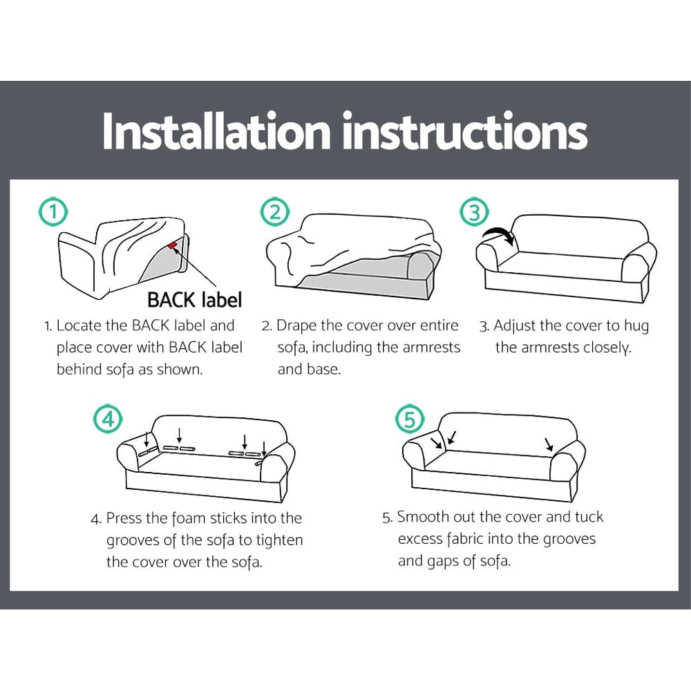 Artiss Furniture > Sofas > Sofa Accessories Artiss Sofa Cover Couch Covers 2 Seater Stretch Grey