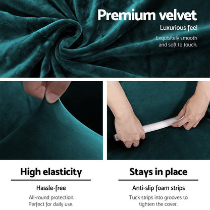Artiss Furniture > Sofas > Sofa Accessories Artiss Sofa Cover Couch Covers 2 Seater Velvet Agate Green