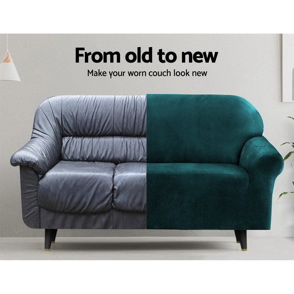 Artiss Furniture > Sofas > Sofa Accessories Artiss Sofa Cover Couch Covers 2 Seater Velvet Agate Green