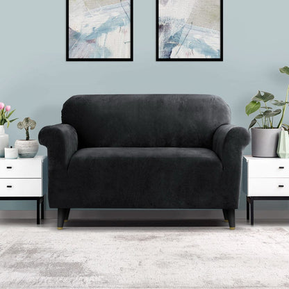 Artiss Furniture > Sofas > Sofa Accessories Artiss Sofa Cover Couch Covers 2 Seater Velvet Black