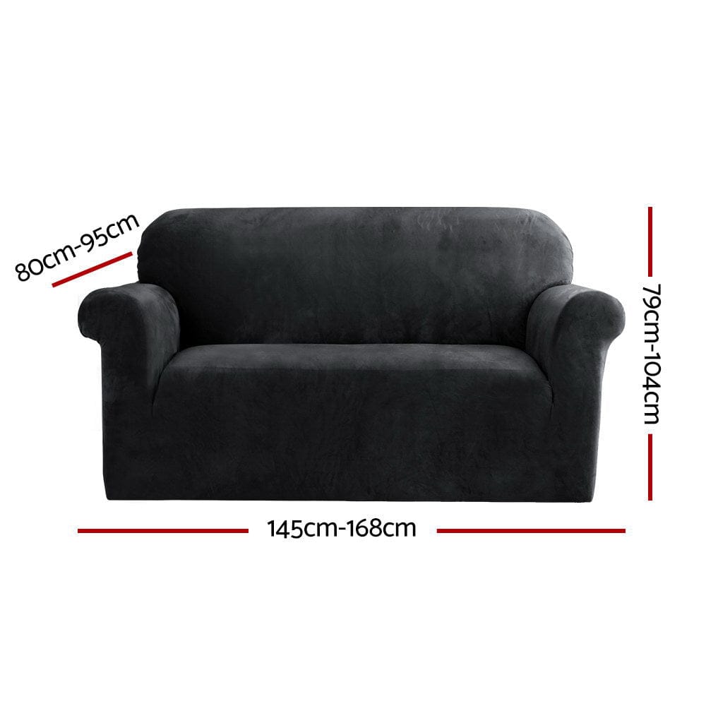 Artiss Furniture > Sofas > Sofa Accessories Artiss Sofa Cover Couch Covers 2 Seater Velvet Black