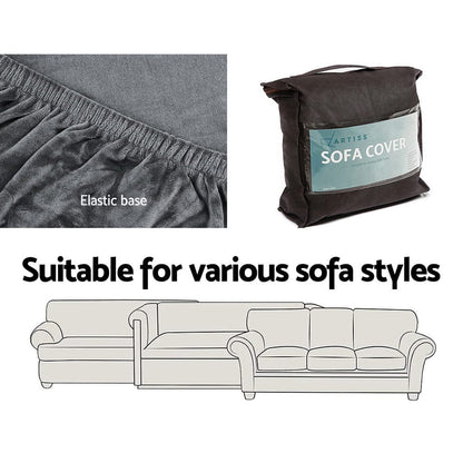 Artiss Furniture > Sofas > Sofa Accessories Artiss Sofa Cover Couch Covers 2 Seater Velvet Grey