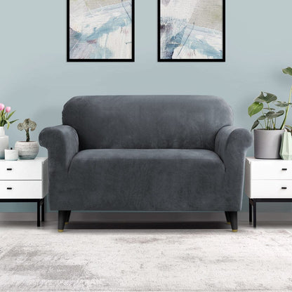 Artiss Furniture > Sofas > Sofa Accessories Artiss Sofa Cover Couch Covers 2 Seater Velvet Grey