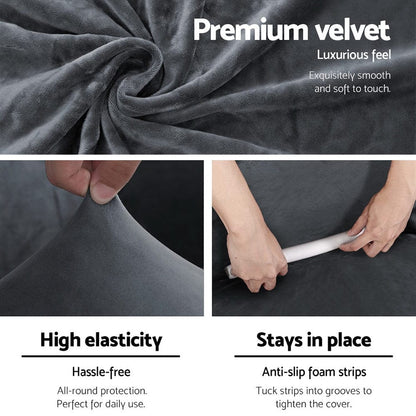 Artiss Furniture > Sofas > Sofa Accessories Artiss Sofa Cover Couch Covers 2 Seater Velvet Grey