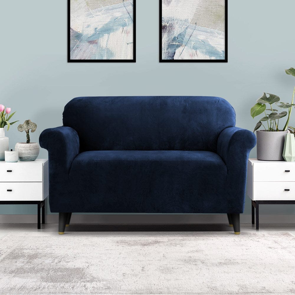 Artiss Furniture > Sofas > Sofa Accessories Artiss Sofa Cover Couch Covers 2 Seater Velvet Sapphire
