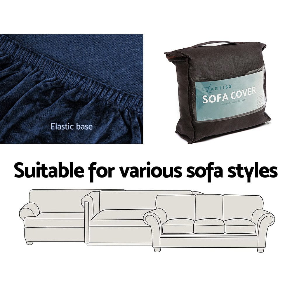 Artiss Furniture > Sofas > Sofa Accessories Artiss Sofa Cover Couch Covers 2 Seater Velvet Sapphire