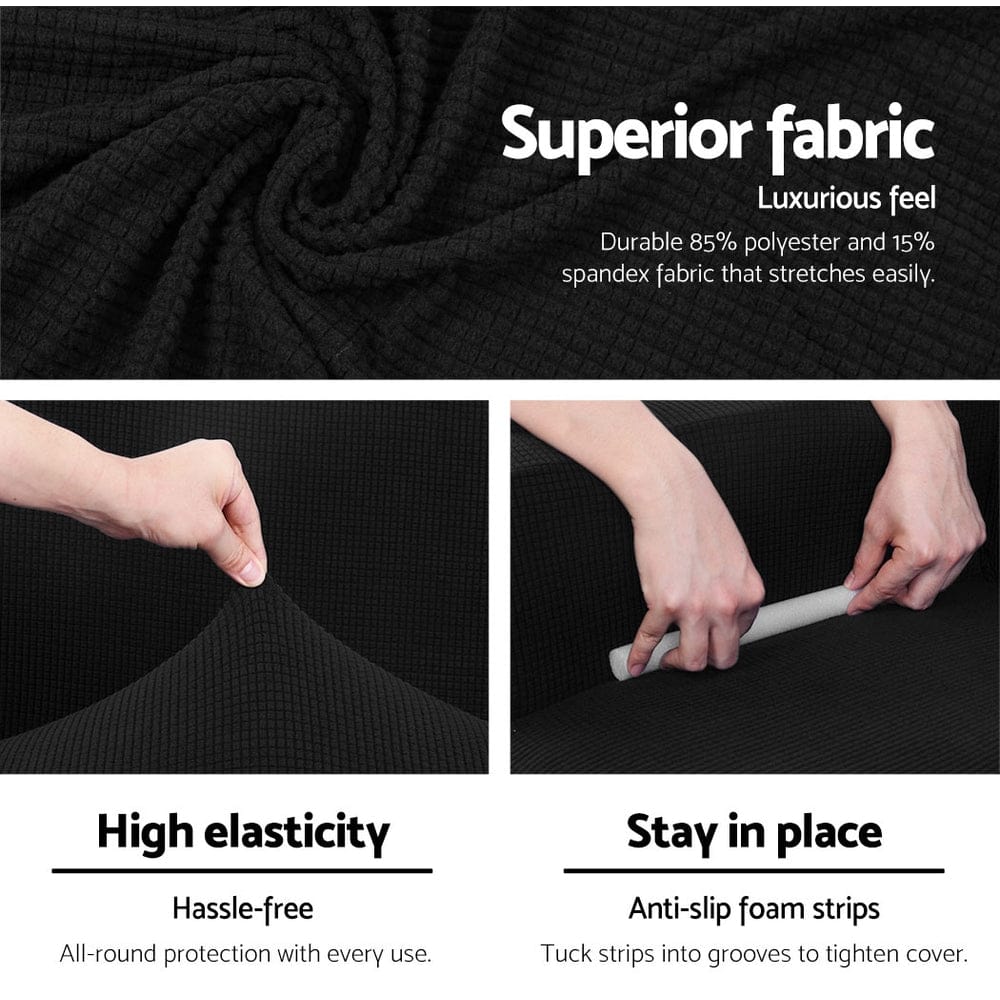 Artiss Furniture > Sofas > Sofa Accessories Artiss Sofa Cover Couch Covers 3 Seater High Stretch Black