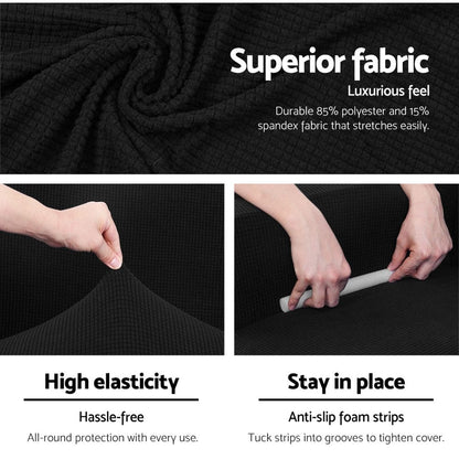 Artiss Furniture > Sofas > Sofa Accessories Artiss Sofa Cover Couch Covers 3 Seater High Stretch Black