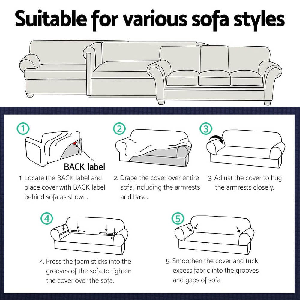Artiss Furniture > Sofas > Sofa Accessories Artiss Sofa Cover Couch Covers 3 Seater High Stretch Black
