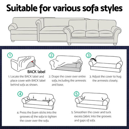 Artiss Furniture > Sofas > Sofa Accessories Artiss Sofa Cover Couch Covers 3 Seater High Stretch Black