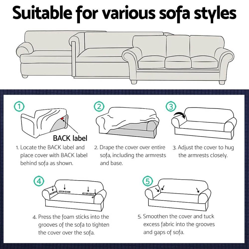 Artiss Furniture > Sofas > Sofa Accessories Artiss Sofa Cover Couch Covers 3 Seater High Stretch Grey