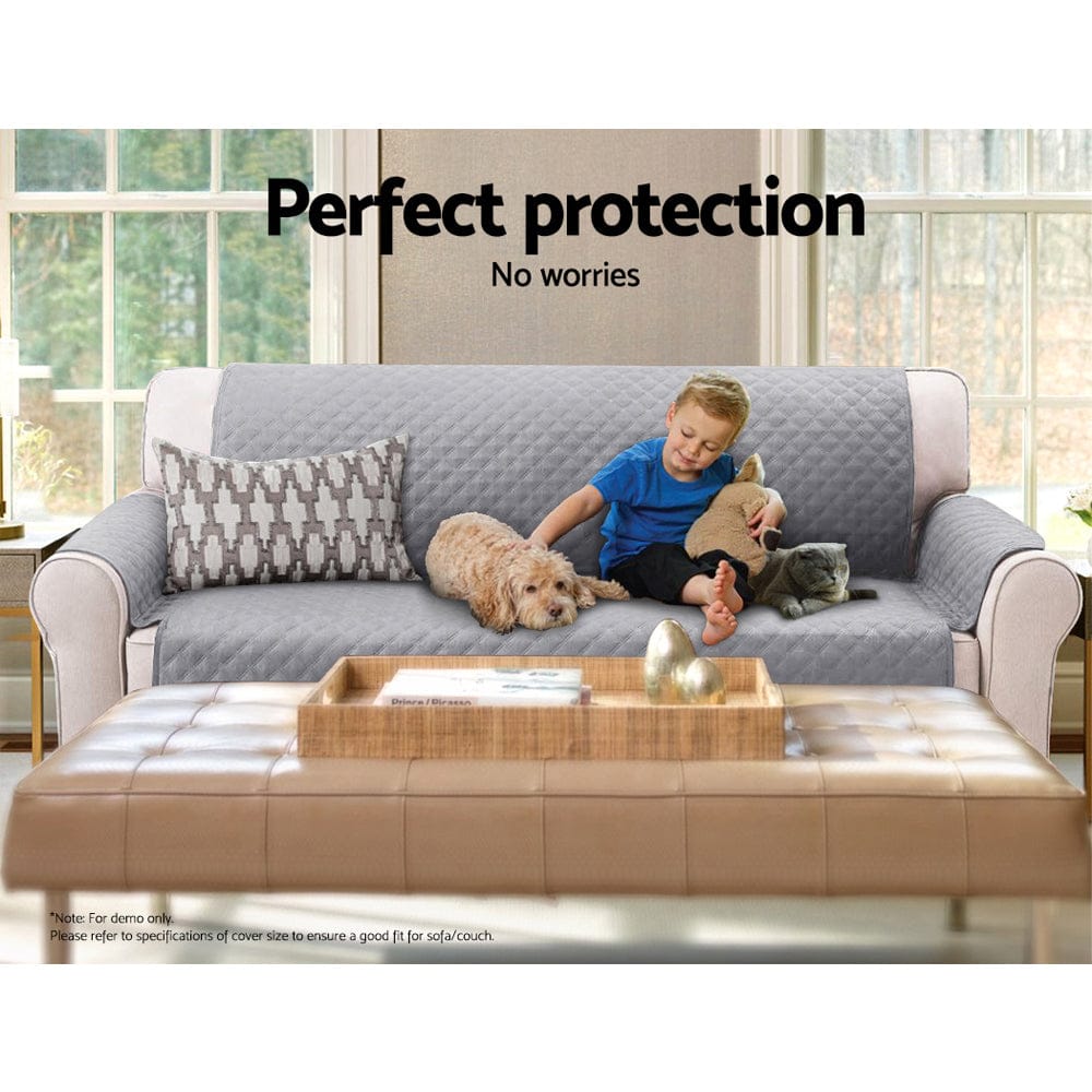 Artiss Furniture > Sofas > Sofa Accessories Artiss Sofa Cover Couch Covers 3 Seater Quilted Grey