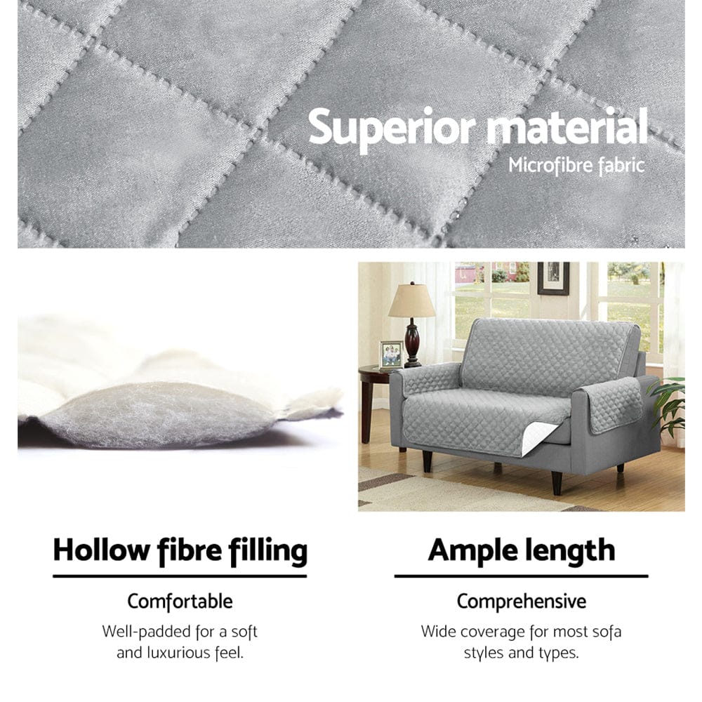 Artiss Furniture > Sofas > Sofa Accessories Artiss Sofa Cover Couch Covers 3 Seater Quilted Grey