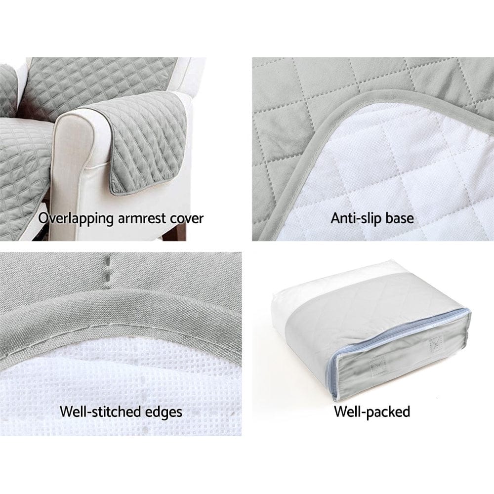 Artiss Furniture > Sofas > Sofa Accessories Artiss Sofa Cover Couch Covers 3 Seater Quilted Grey