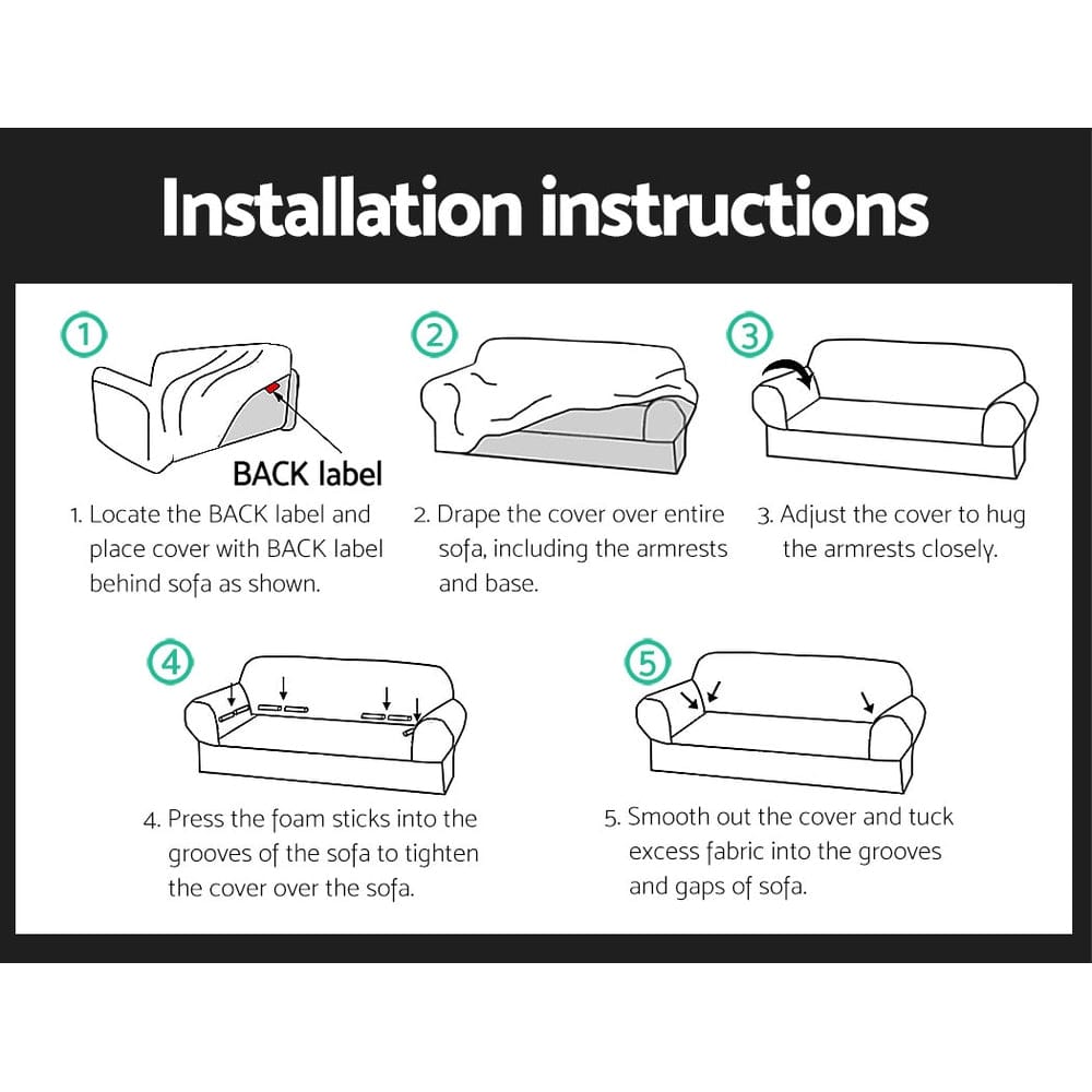 Artiss Furniture > Sofas > Sofa Accessories Artiss Sofa Cover Couch Covers 3 Seater Stretch Black