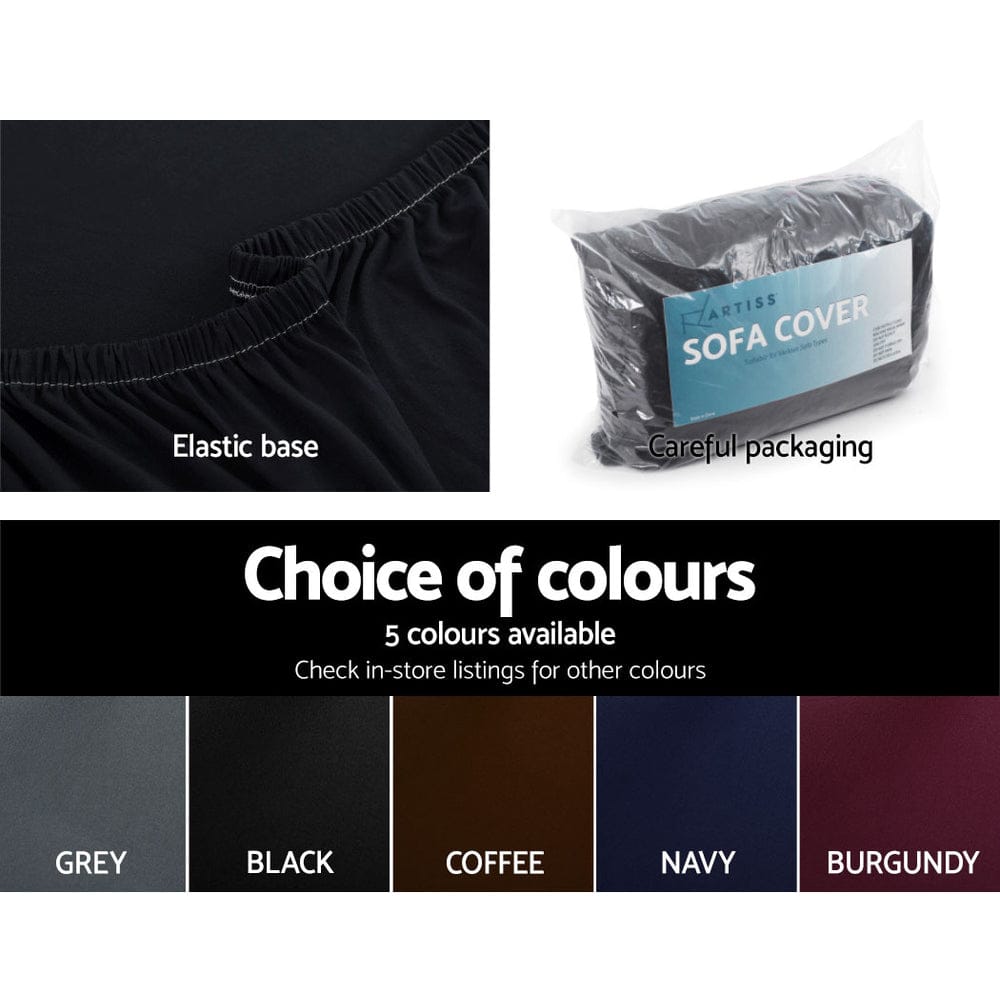 Artiss Furniture > Sofas > Sofa Accessories Artiss Sofa Cover Couch Covers 3 Seater Stretch Black