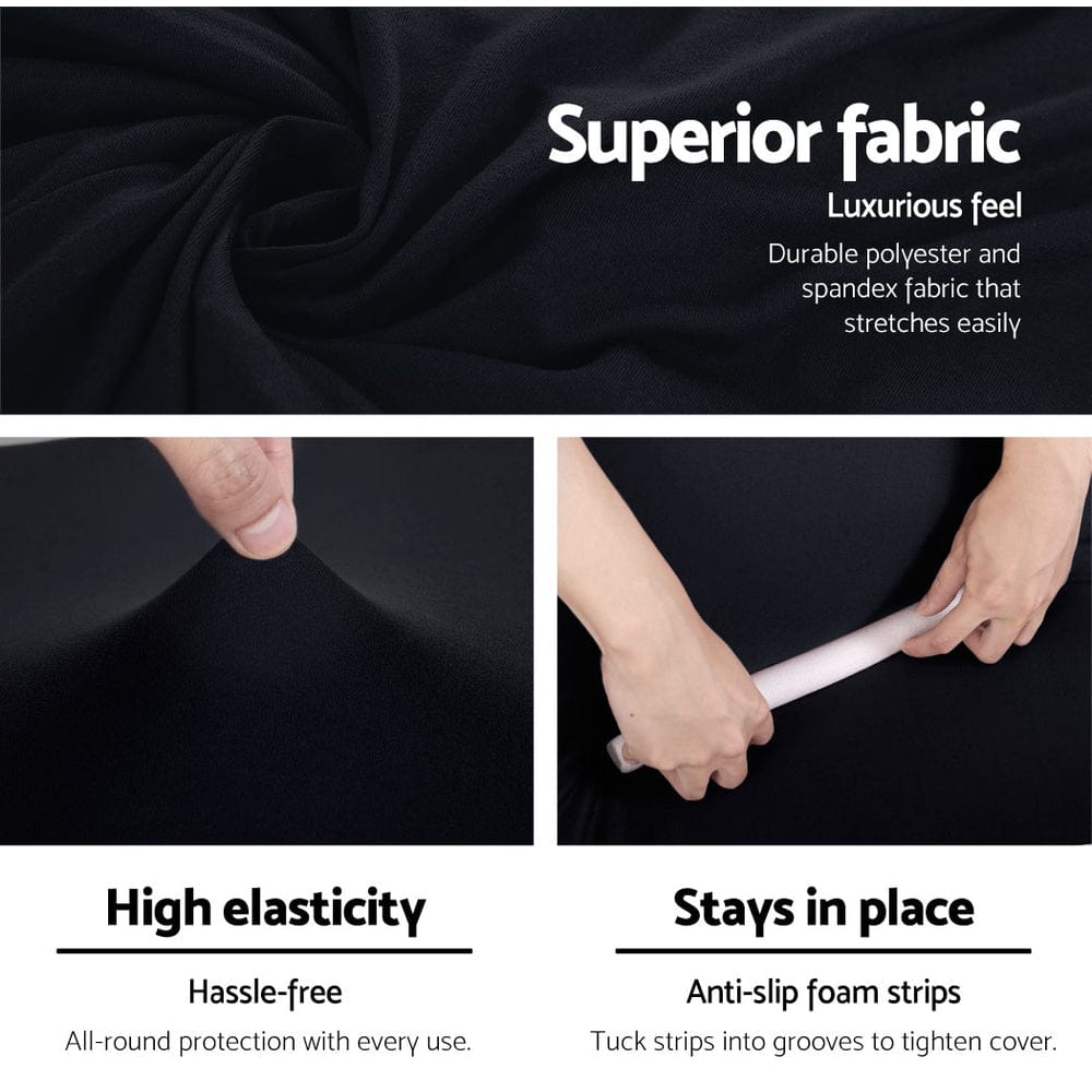 Artiss Furniture > Sofas > Sofa Accessories Artiss Sofa Cover Couch Covers 3 Seater Stretch Black
