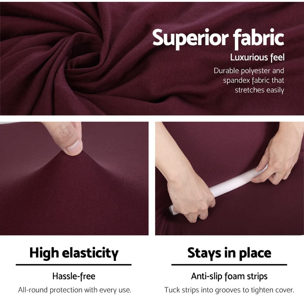 Artiss Furniture > Sofas > Sofa Accessories Artiss Sofa Cover Couch Covers 3 Seater Stretch Burgundy
