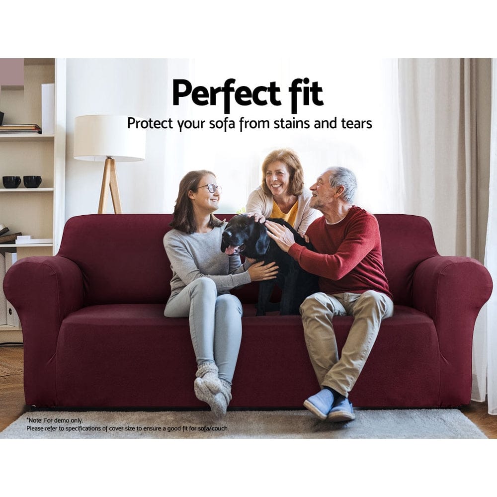 Artiss Furniture > Sofas > Sofa Accessories Artiss Sofa Cover Couch Covers 3 Seater Stretch Burgundy