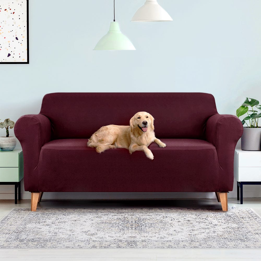 Artiss Furniture > Sofas > Sofa Accessories Artiss Sofa Cover Couch Covers 3 Seater Stretch Burgundy