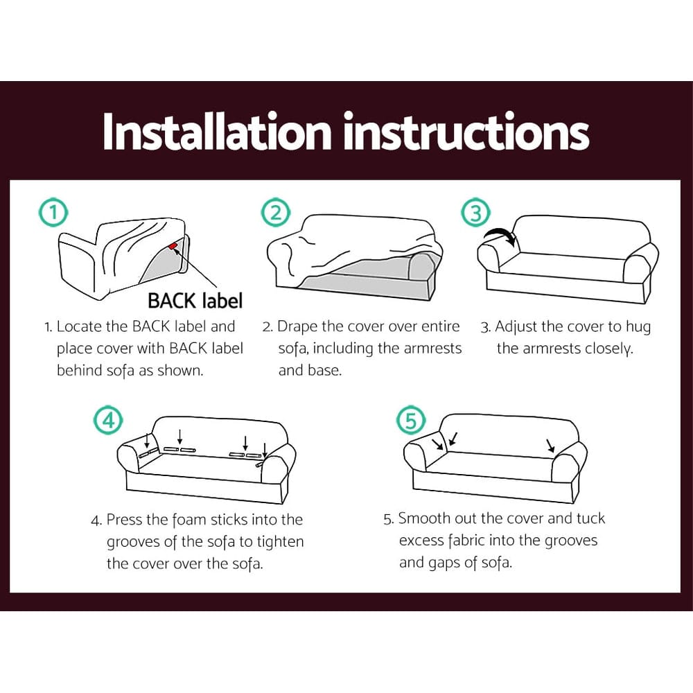 Artiss Furniture > Sofas > Sofa Accessories Artiss Sofa Cover Couch Covers 3 Seater Stretch Burgundy