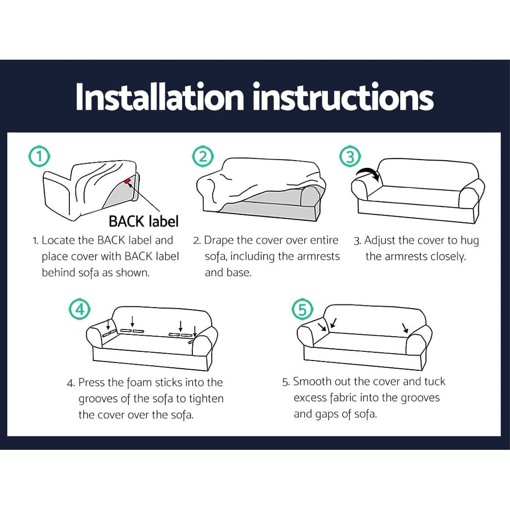 Artiss Furniture > Sofas > Sofa Accessories Artiss Sofa Cover Couch Covers 3 Seater Stretch Navy
