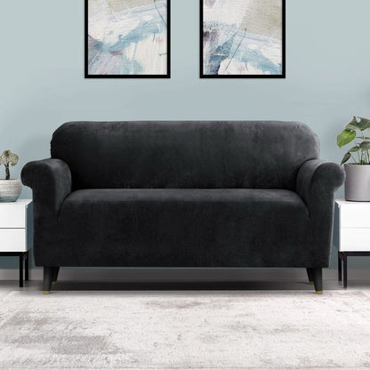 Artiss Furniture > Sofas > Sofa Accessories Artiss Sofa Cover Couch Covers 3 Seater Velvet Black