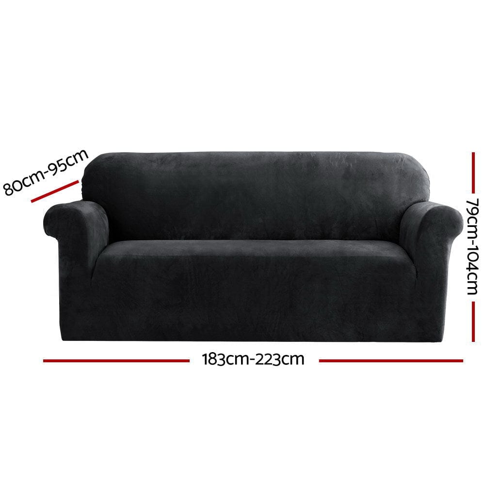 Artiss Furniture > Sofas > Sofa Accessories Artiss Sofa Cover Couch Covers 3 Seater Velvet Black