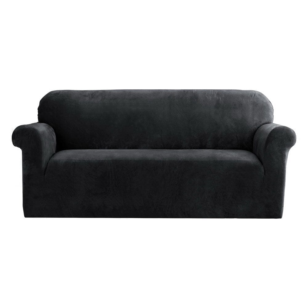 Artiss Furniture > Sofas > Sofa Accessories Artiss Sofa Cover Couch Covers 3 Seater Velvet Black
