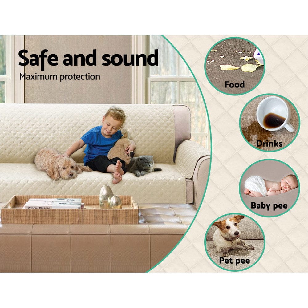 Artiss Furniture > Sofas > Sofa Accessories Artiss Sofa Cover Couch Covers 4 Seater 100% Water Resistant Beige
