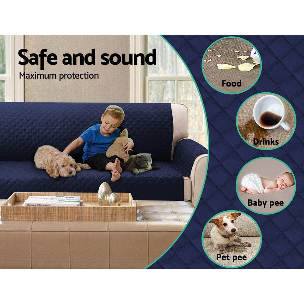 Artiss Furniture > Sofas > Sofa Accessories Artiss Sofa Cover Couch Covers 4 Seater 100% Water Resistant Navy