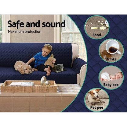 Artiss Furniture > Sofas > Sofa Accessories Artiss Sofa Cover Couch Covers 4 Seater 100% Water Resistant Navy