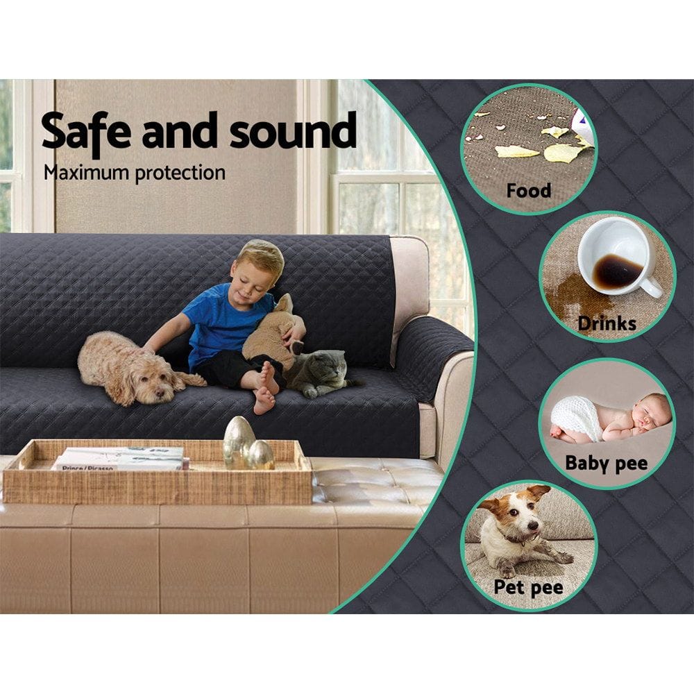 Artiss Furniture > Sofas > Sofa Accessories Artiss Sofa Cover Couch Covers 4 Seater Easy to Clean Dark Grey