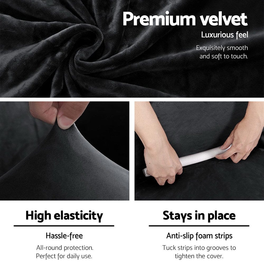 Artiss Furniture > Sofas > Sofa Accessories Artiss Sofa Cover Couch Covers 4 Seater Velvet Black