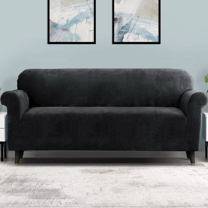 Artiss Furniture > Sofas > Sofa Accessories Artiss Sofa Cover Couch Covers 4 Seater Velvet Black