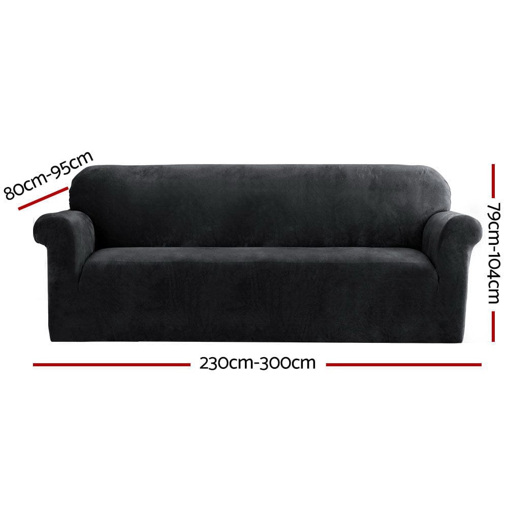 Artiss Furniture > Sofas > Sofa Accessories Artiss Sofa Cover Couch Covers 4 Seater Velvet Black