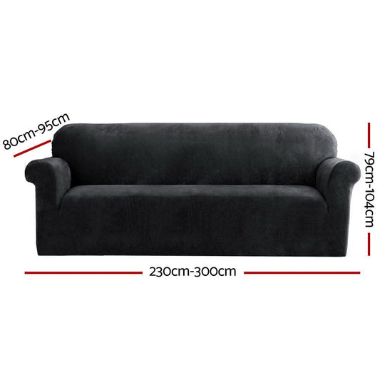 Artiss Furniture > Sofas > Sofa Accessories Artiss Sofa Cover Couch Covers 4 Seater Velvet Black
