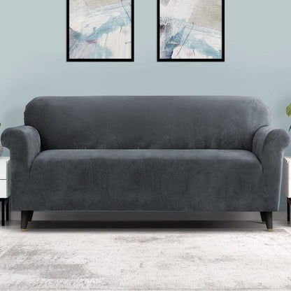 Artiss Furniture > Sofas > Sofa Accessories Artiss Sofa Cover Couch Covers 4 Seater Velvet Grey