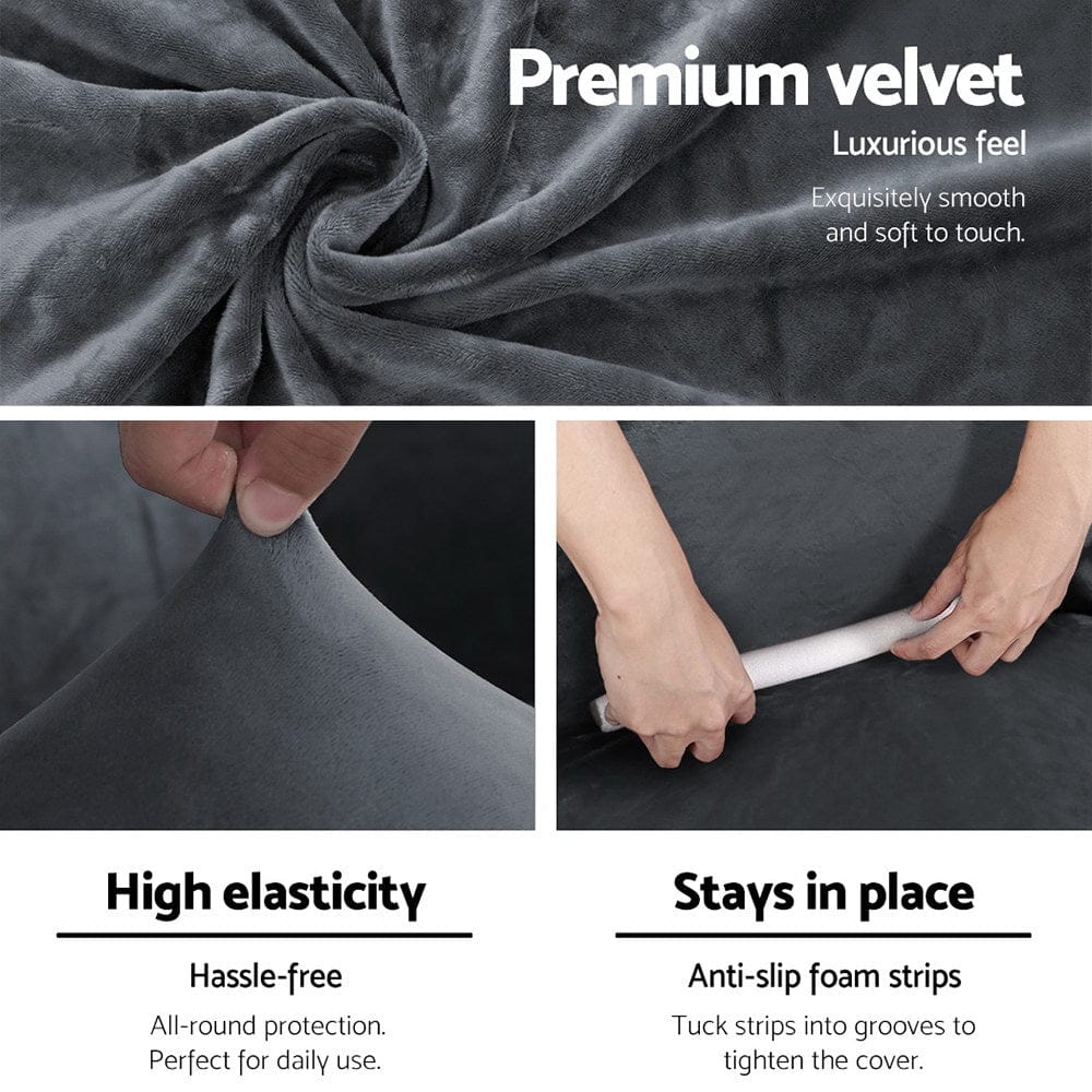 Artiss Furniture > Sofas > Sofa Accessories Artiss Sofa Cover Couch Covers 4 Seater Velvet Grey