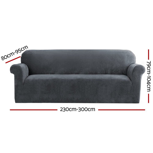 Artiss Furniture > Sofas > Sofa Accessories Artiss Sofa Cover Couch Covers 4 Seater Velvet Grey